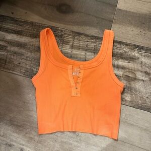 Orange Ribbed Crop Top